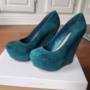 Steve Madden Teal Suede Platform Heels